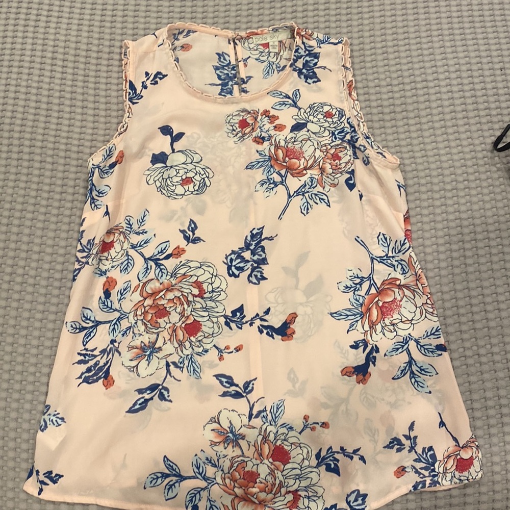 Pink floral tank blouse